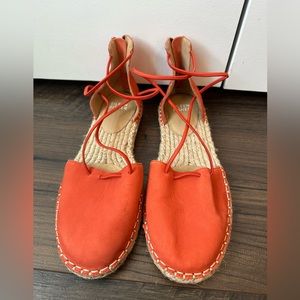 Eileen Fisher Leather Lace Up Espadrille Tangelo Sandal (Size 6)